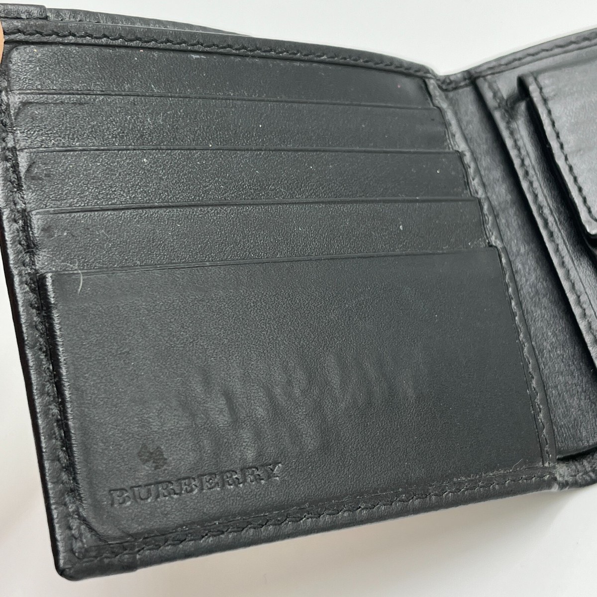 BURBERRY Nova Check PVC Leather Beige Black Horse Bifold BURBERRY Nova Check PVC Leather Beige Black Horse Bifold