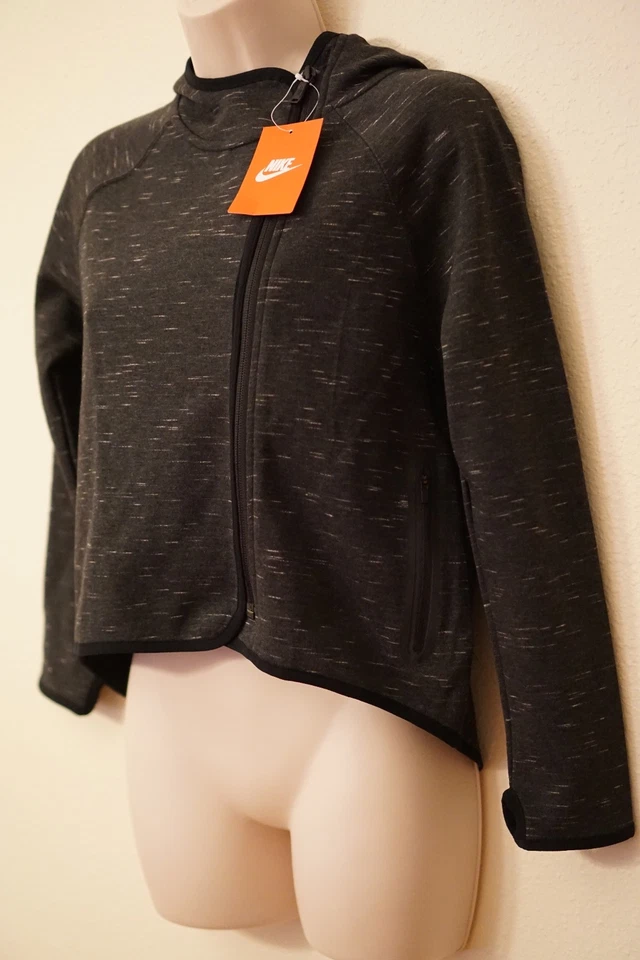 Sudadera con capucha Nike Tech Fleece FZ Cape negra jaspeada talla MD 677234 032  Foto 4 de 4