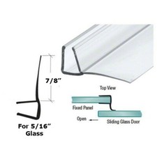 Frameless Shower Door Seal 90 degree 7/8" Long Vinyl Fin for 5/16" Glass - 73"