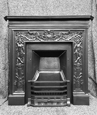 RESTORED CAST IRON FIREPLACE FIRE SURROUND / INSERT / VICTORIAN EDWARDIAN  STYLE