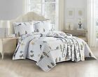 Oversize Ayat Birds Lightweight 3Pc Printed Bed Quilt Set