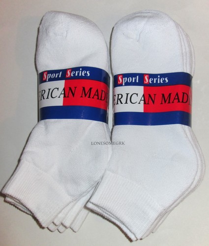 6 Pairs Womens Cotton Ankle Lightly Cushioned Sport Socks Medium Weight USA Made - Picture 5 of 13