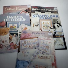 Lot of 5 Vintage Leisure Arts Baby Cross Stitch Leaflet Patterns 55 designs