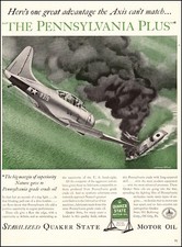 1942 WW 2 Ad for QUAKER STATE MOTOR OIL  SBD Dauntless Dives on Carrier 051624