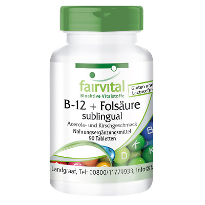 Vitamin B12 und Folsäure sublingual - 90 Tabletten für 3 Monate VEGI | fairvital