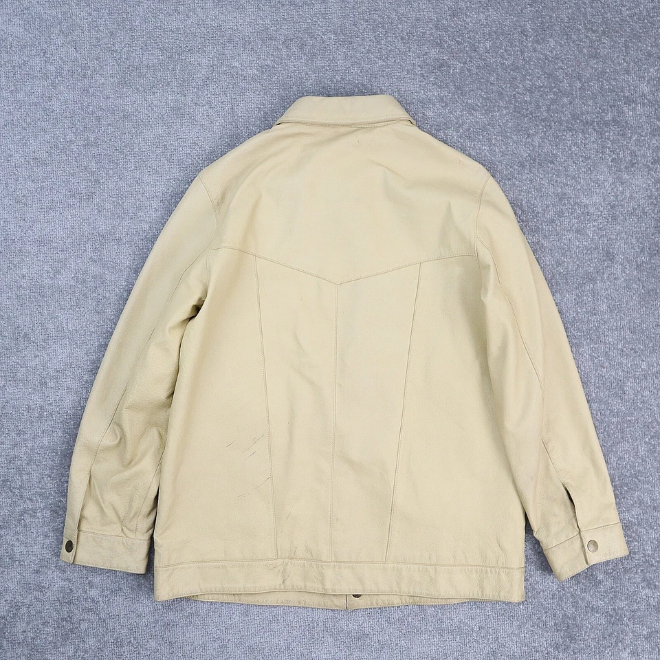 Chaqueta de Colección Terry Lewis Cuero Western Pequeña Beige Manga Larga Cuello a Presión Foto 2 de 4
