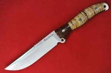 Busse Custom Trail Beacon .20” Saber Ground Satin Blade Black G10 G-rexed Marble