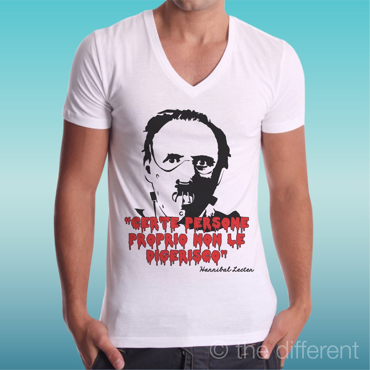 Thedifferent T-Shirt Uomo Scollo V Pollon Sembrava Talco Funny Cartoon Bianco 119991042