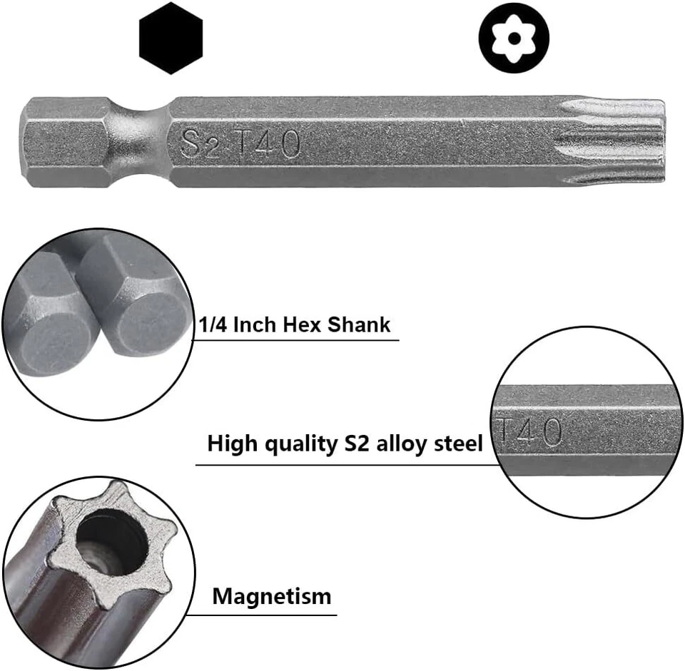 Security Torx Bit Set + Hex Key Allen Bit Set - For Power Drill & Impact Driver - Image 4 of 4