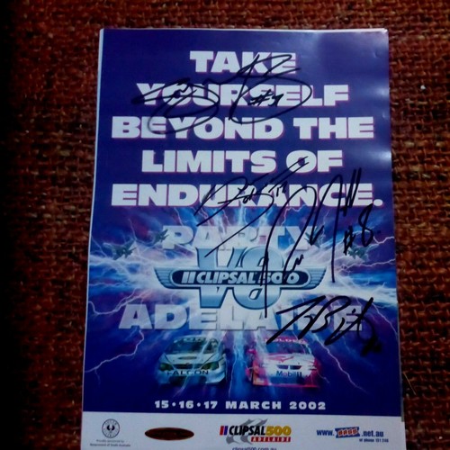 2002 CLIPSAL 500 V8 POSTER A3 SIZE HAND SIGNED BY INGALL,BRIGHT,S JOHNSON,MURPHY