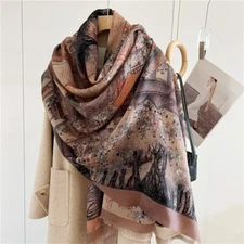 Pure 200s Cashmere Scarf Wrap Shawl Oriental Thin Soft Delicate 78"*39" Brown