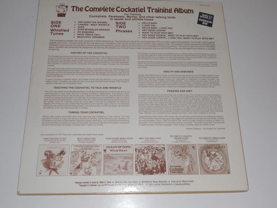 COMPLETE COCKATIEL TRAINING ALBUM NM Bird Parakeet Myna 3142 vinyl Foto 2 de 2