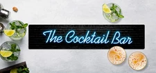 The Cocktail Bar runner Mat - Neon Blue effect - Home bar mat beer mat L742