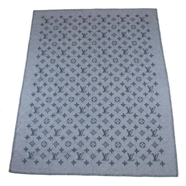 LOUIS VUITTON Blanket Throw Eclipse Wool Angola M75549 Gray Monogram  W140×H172cm