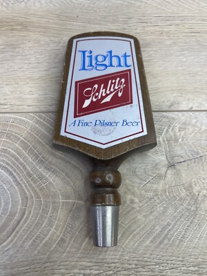 Vintage SCHLITZ LIGHT A Fine Pilsner Beer Tap Handle Pull Man Cave Bar Pub