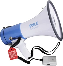 Pyle Compact Megaphone Speaker PA Bullhorn Built-in Siren Adjustable Volume 50W