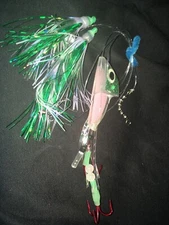 High Percentage Salmon Trolling Flies And Bait/Meat Rigs- Clear Glow