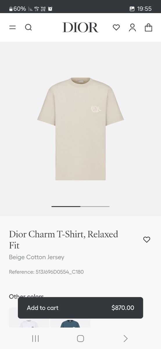 【シンプル＆エレガント♪】DIOR Charm シグネチャー Tシャツ Dior Charm T-Shirt - Relaxed Fit - Size XS - Men *Free