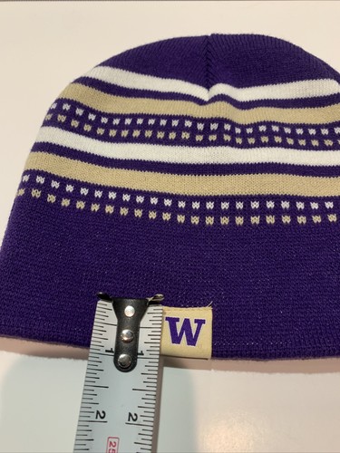 WASHINGTON HUSKIES BEANIE/HAT OSFM CAPTIVATING ADULT UNISEX PURPLE/KHAKI/WHITE - Picture 9 of 10