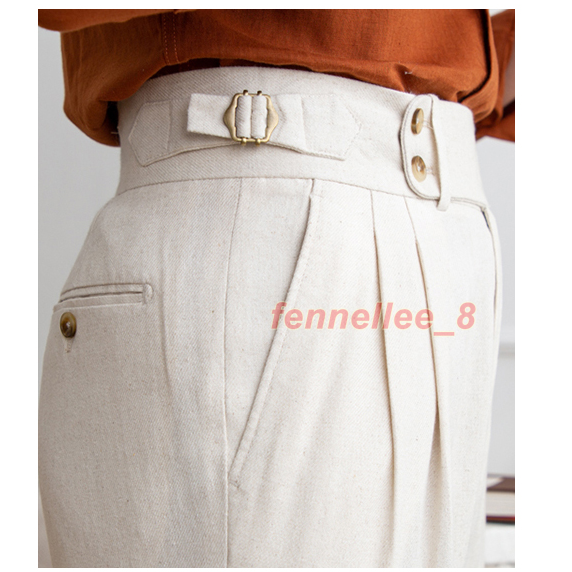 High Waist Straight Pants Vintage Italian Linen Men's Gurkha High Waist Straight Pants Vintage Italian Linen Men's Gurkha