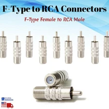 F-Type Female to RCA Male Connector Plug Jack Coaxial Cable TV Adapter RF Lot