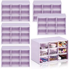 6 Pcs Mini Drawer Organizer Small Organizer with 9 Drawers Plastic Desktop Cr...