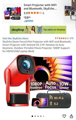 Skyecho Mini Projector 1080P Home Theater 4K Video Projector 150In Projection Si
