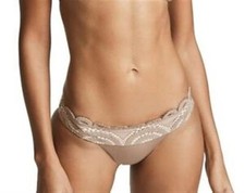 NWOT Pilyq Sandstone Lace L Beige Banded Cheeky Bikini Swim Bottoms 109642