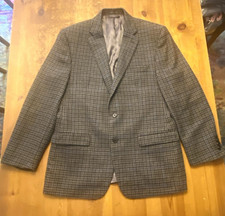 Lauren Ralph Lauren 42R Gray Blue Plaid 100 Wool Sport Coat Blazer Men