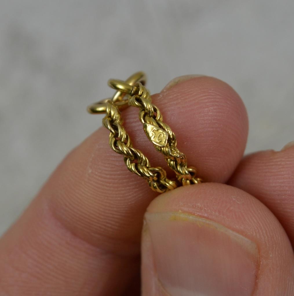 Rare Victorian Solid 15ct Gold Rope Twist Guard Chain 63" Long image 8