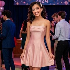 Windsor Mauve Pink Strapless Cowl Neck Mini Dress Homecoming XS party, Dance