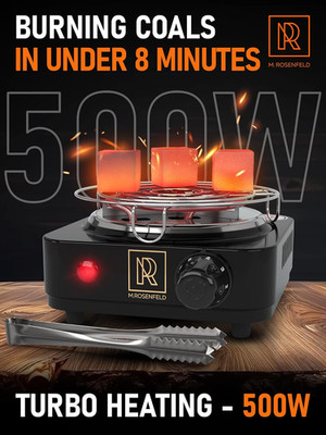 Hookah Coal Burner 500W with Grid - Coal Burner for Hooka Cubes Black Heat Ho...