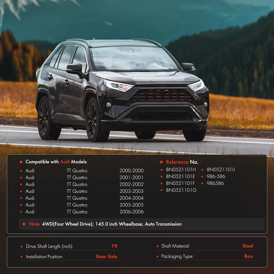 Conjunto de eje de transmisión trasero para Audi TT Quattro 2000-2006 AWD 8N0521101J Foto 2 de 4