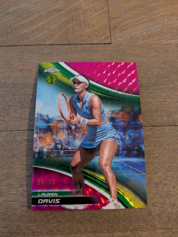 2025 Topps Chrome Tennis Pink Geometric Refractor #260 Lauren Davis 1st #'d/65