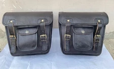 Goat Leather Motorcycle Saddle Bag Two Black Both Side Pouch Panniers Bag