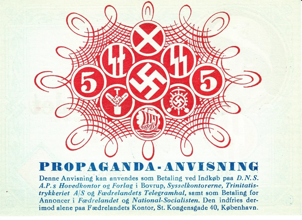 Moneda Dinamarca 1942 Segunda Guerra Mundial Legión Danesa Feldpost 5K Era de Guerra Sin Circular Foto 2 de 2