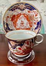 19th Century Porcelain Derby Cup & Saucer in Imari Style