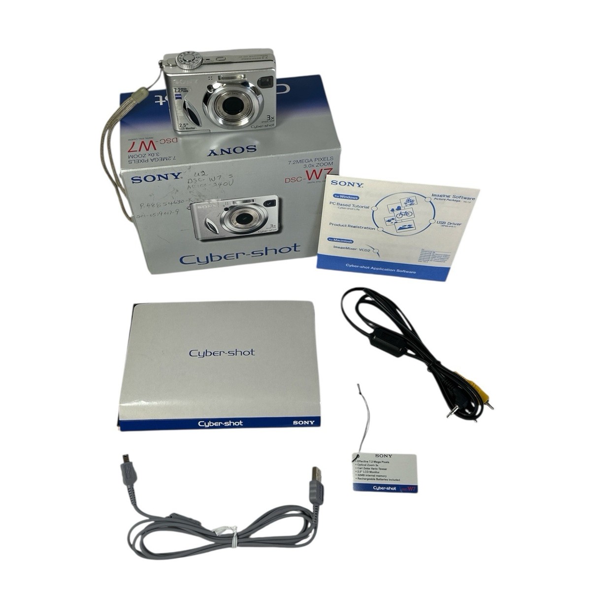 Sony Cyber-shot DSC-W7 7.2MP Digital Camera Silver Tested USB A/V