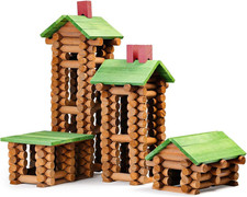 450 PCS Wooden Log Cabin Set Building House Toy for Toddlers, Classic STEM Const