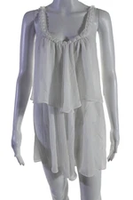 Oscar de la Renta Pink Label Womens Floral Textured Ruffled Dress White Size S