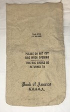 Vintage Bank of America N.T. & S.A. Code 6710 P.O. No.03065 Money Bag 18" x 11"