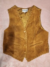 Vtg 80s Sued Vest Womens Sz M Camel Light Brown Rafael Western Hippie Boho