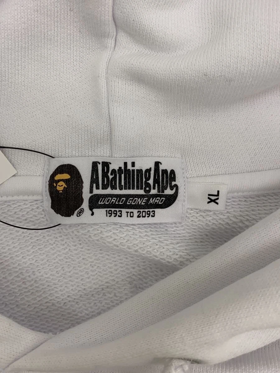 A BATHING APE (BAPE) Felpa con cappuccio pullover college strass BAPE A Bathing Ape bianca XL #ED AZA