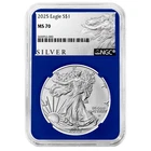 2025 $1 1-oz American Silver Eagle NGC MS70 ALS Label Blue Core