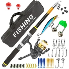 Complete Sea Rod Lure Rod Set for Beginners with Retractable Fishing Rod Reel