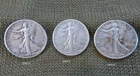 3 Walking Liberty Half Dollars 1933S, 1934S, 1936D  circulated, 90% Silver VF-XF