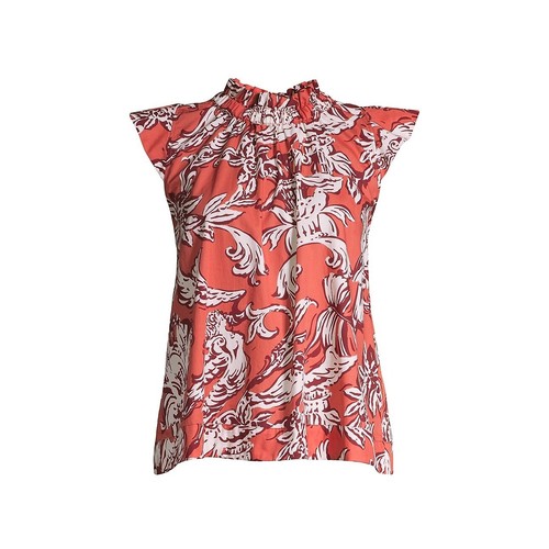 Seventy Venezia Arancio Popeline Top mit Rüschen und Blumenmuster Größe EU 42 - Bild 7 von 10