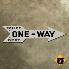 New York City ONE WAY road street sign cutout arrow 1920s police dept. 24x6