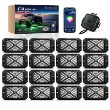 MICTUNING C4 RGBW LED Rock Lights 16 Pods APP Underglow Neon Accent Lighting Kit