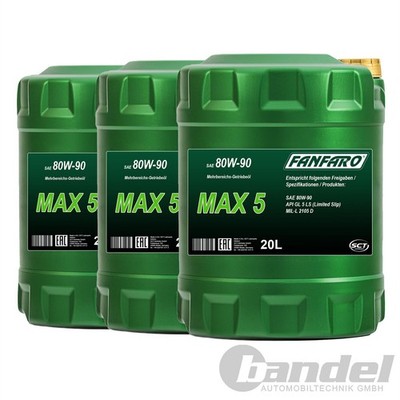 3x 20L FANFARO MAX 5 80W-90 API GL-5 LS MEHRBEREICHS-GETRIEBEÖL